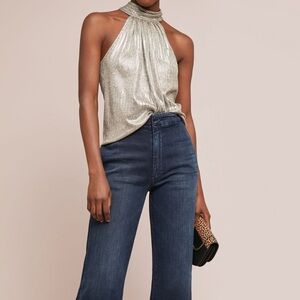 Anthropologie Maeve Shine Halter Top, EUC